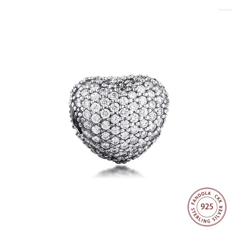 Luźne kamienie szlachetne 925 Sterling Silver Clear CZ Pave otwórz moje serce klip urok Fit Oryginalny bransoletka koraliki do biżuterii do tworzenia berloque