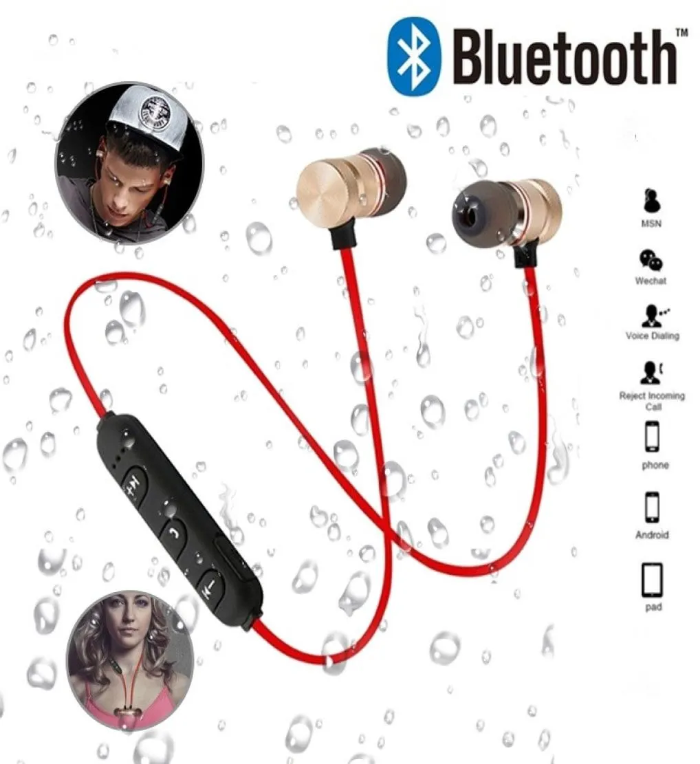 50 Auricolare Bluetooth Sport Neckband Auricolare wireless magnetico Auricolari stereo Cuffie musicali in metallo con microfono per tutti i telefoni4784756