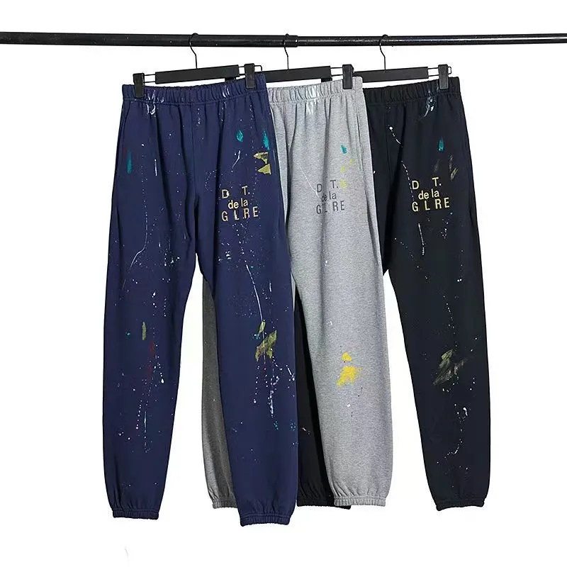 Galle Splash-ink graffiti calças finas High street moda algodão calças casuais calças esportivas de tornozelo masculino e femininoS-XL