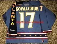 Custom Men Youth women Vintage #17 ILYA KOVALCHUK  Thrashers M Hockey Jersey Size S-5XL custom any name number