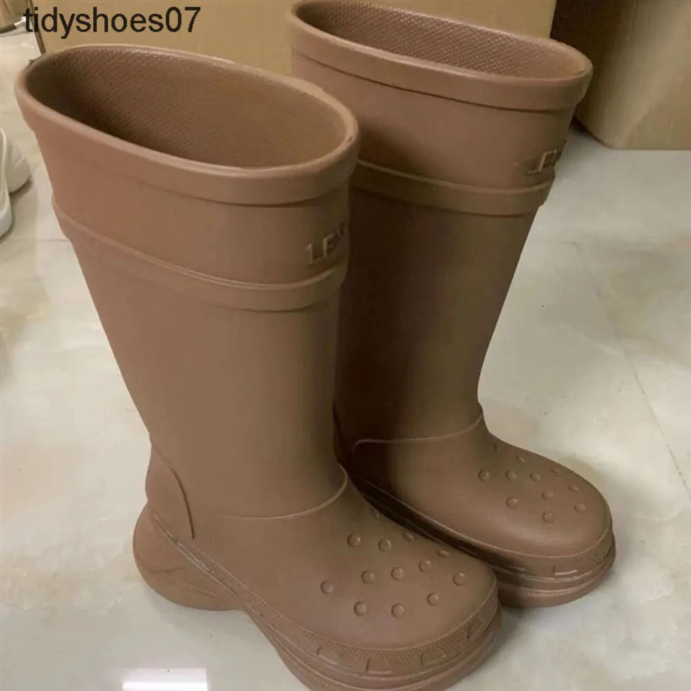 Boots Children Autumn/Winter 2023 Autumn New White Rain Boots Belenciagas Large Waterproof Middle Heel Inner Tube Knee Length Long Boots