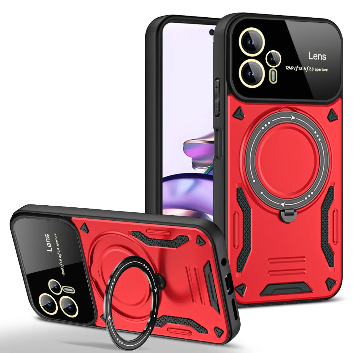 Telefonfodral för Moto G34 G04 G24 G84 G54 Power G14 G10 G20 G30 G32 Magsafe Ring Stand Mutil Function Case Cover