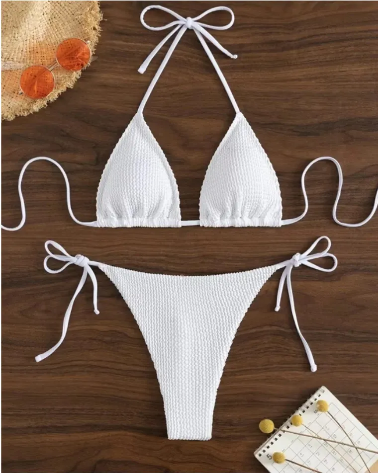 Nowy projektantka bikini bikini solidne stroje kąpielowe Trójkąt stroju bikin multi -kolor set Summer Sexy Strap Style Bikini Set 389