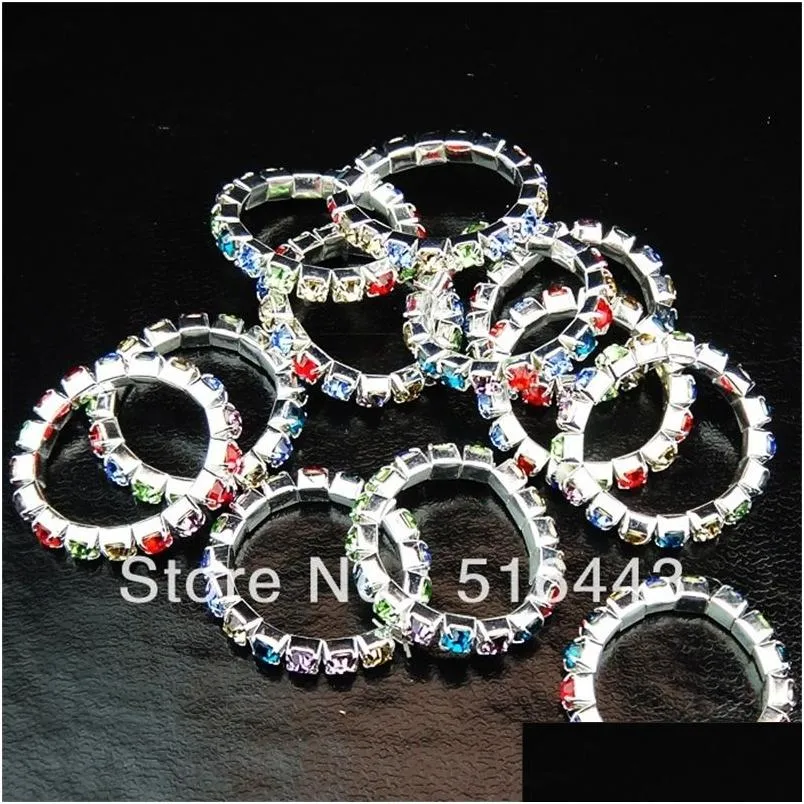 Anelli a fascia 48 pezzi Colorf ceco S elastico placcato argento donne o punta lotti di gioielli all'ingrosso A230 230814 Anello di consegna goccia Dhosf