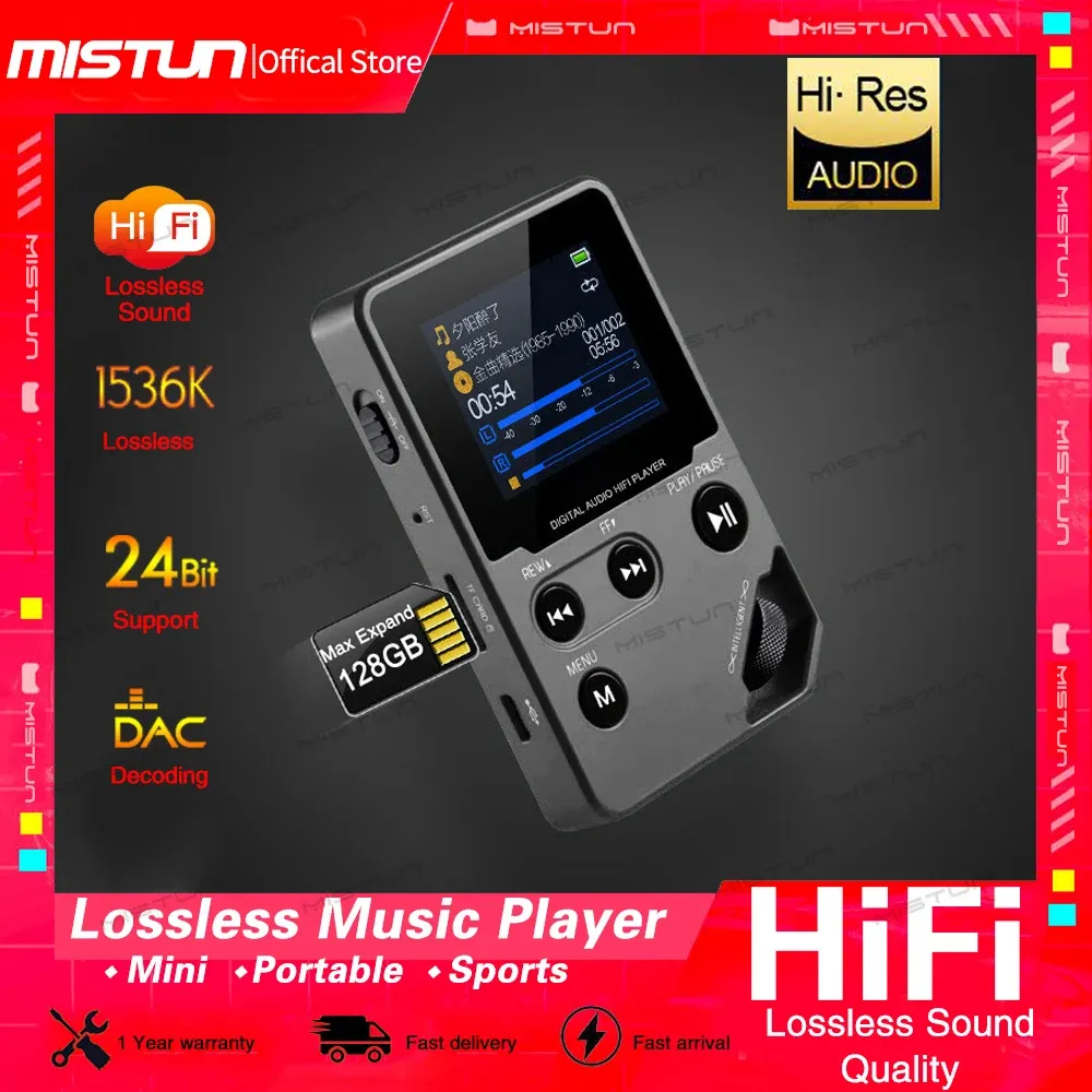 Joueurs Professionnel HiFi Stéréo Musique Lecteur MP3 HD Sans perte DAC Décodage Mini Sports Walkman MP4 Support FM / Ebook / Enregistreur / MAX 128G