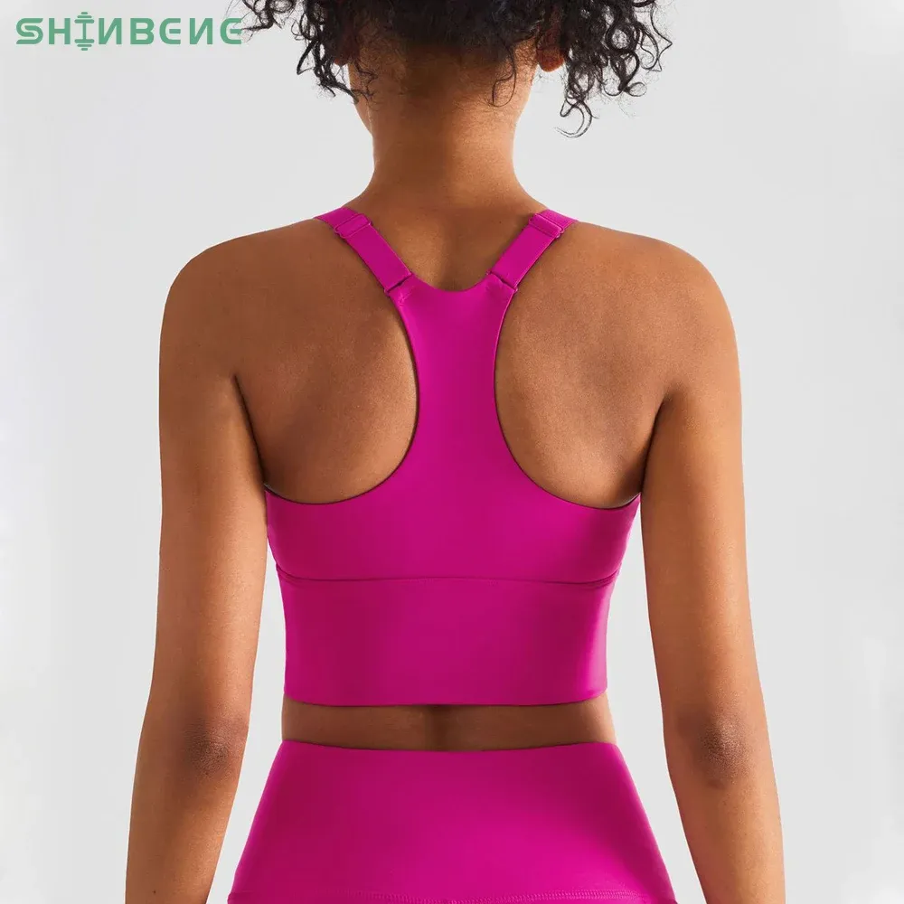 Tenue shinbène STRAP ALIGNABLE Longline Running Sports Bra Top Women Racerback Workout Tops Mid Support Fiess Yoga Bras