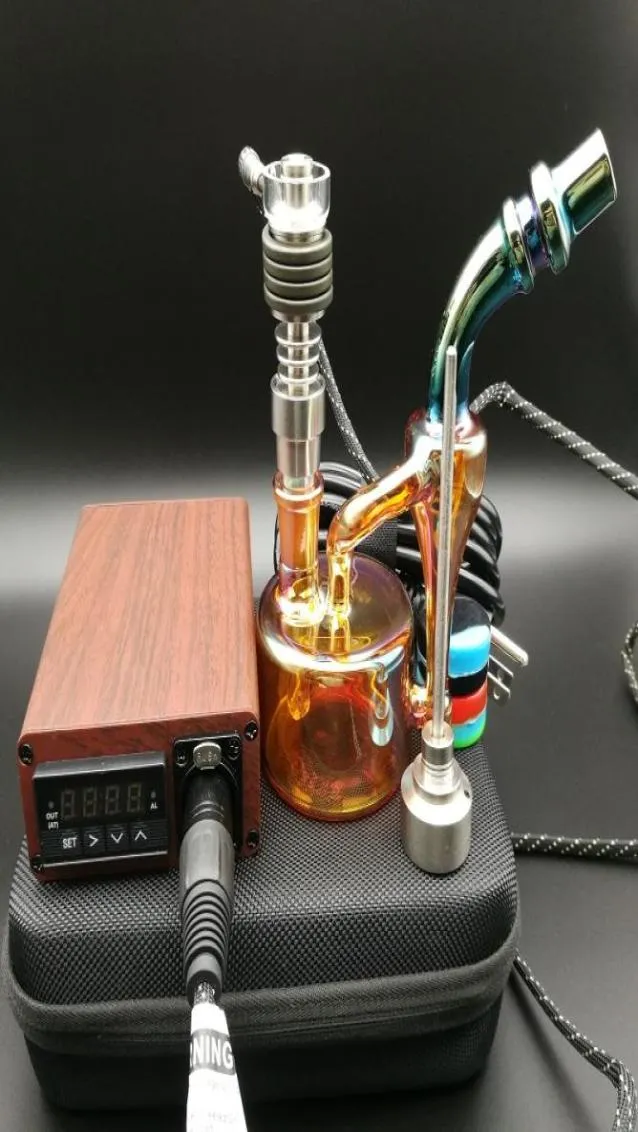 E Digital Nail Kit Электрический гвоздь для ногтей цвета дерева TC PID box Dabber Dab rig Domeless Титановая крышка карбюратора с нефтяной вышкой bong1394381