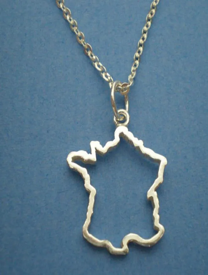 Petit creux carte du pays France ville pendentif à breloque chaîne collier contour fierté européenne français Paris nom chanceux femme mère hommes5842009