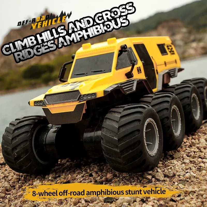 Автомобили 8x8 RC CAR 8WD Offroad Amphibipe Crown Chine 8wheel Speed Racing Truck Водонепроницаемые гусеницы 2,4 г дистанционного управления игрушка