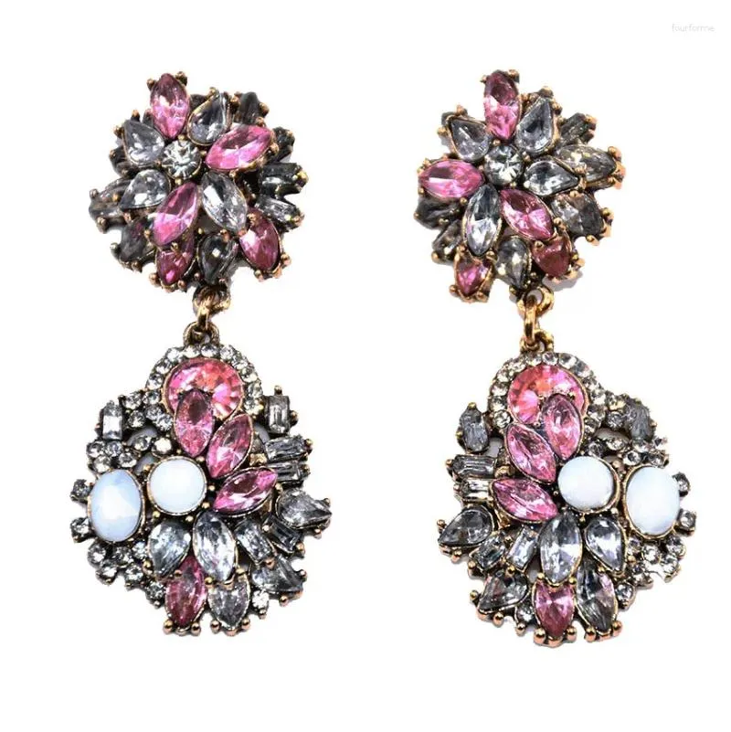 Dangle Earrings 2024 Luxury Crystal Rhinestone Large Women Ethnic Statement Vintage Long Jewellery Female