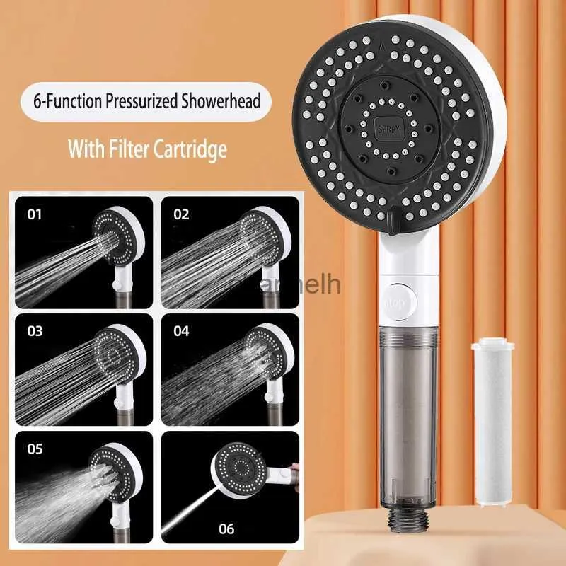 Łazienka głowice prysznicowe 6 trybów filtra głowica przeciw wapiennemu deszcz pod prysznic prysznic woda zatrzymaj węża Wsparcie akcesoria kranowe Zestawy YQ240228