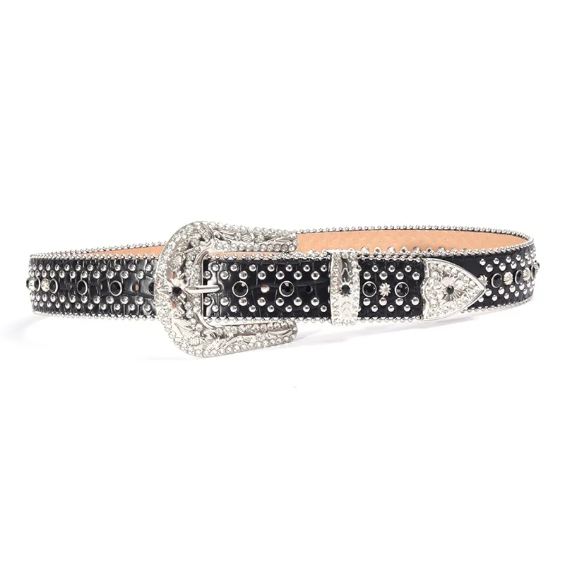 Męski i damski Punk Water Diamond Belt Blask Crystal Diamond Inkrustowany luksusowy pasek