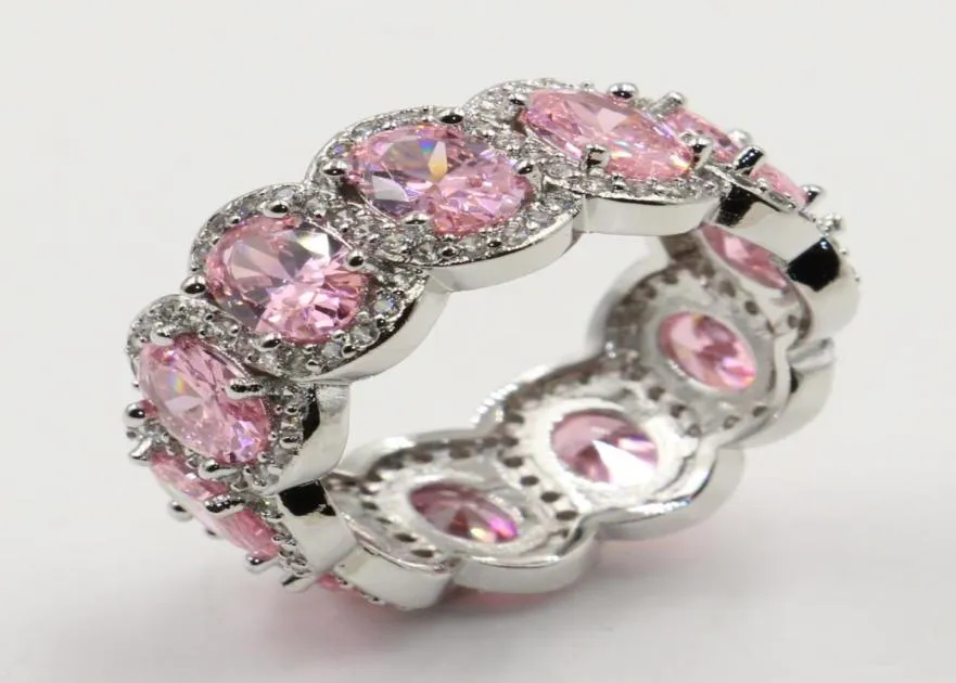 Śliczne RULLEI VINTAGE MODY JEADLY PRAWDZIWA 925 SREBRI SREBRY OWALNY CUT PINK SAPPHIRE CELS CEATES DEWEN Wedding Pierścień For2431409