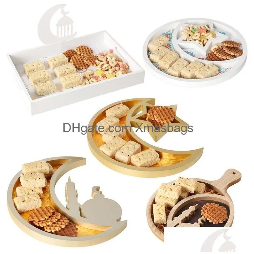 Other Event Party Supplies Eid Mubarak Decor Wooden Tray Ramadan Ation For Home Islamic Muslim Kareem Gift Al Adha 230512 Drop Del Dhksx