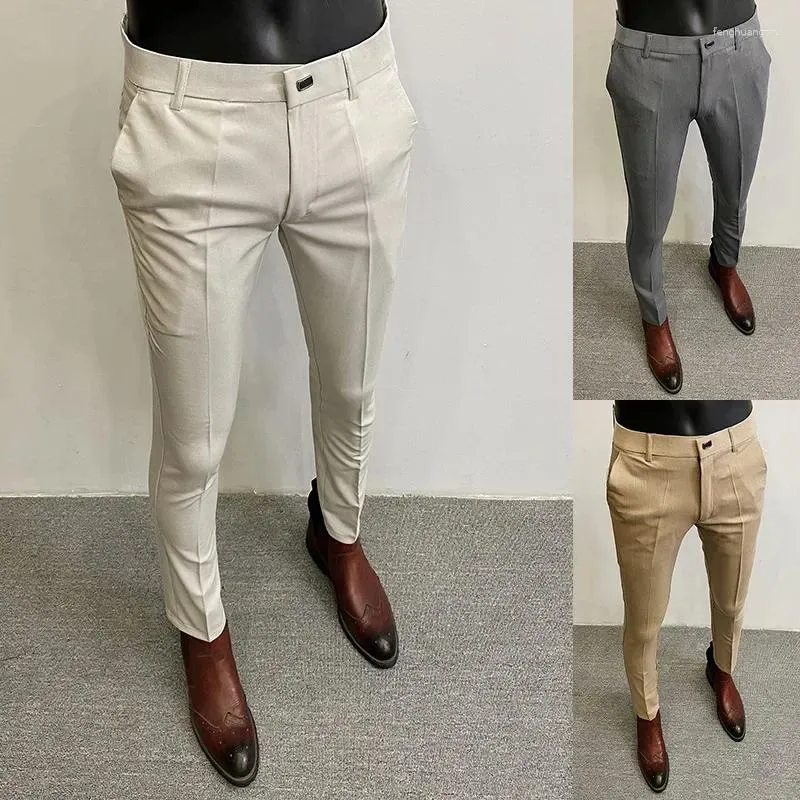 Męskie garnitury klasyczne spodnie garnitury Slim Fit Business Formal Solidny kolor czarny khaki szary swobodny sukienki do sukienki