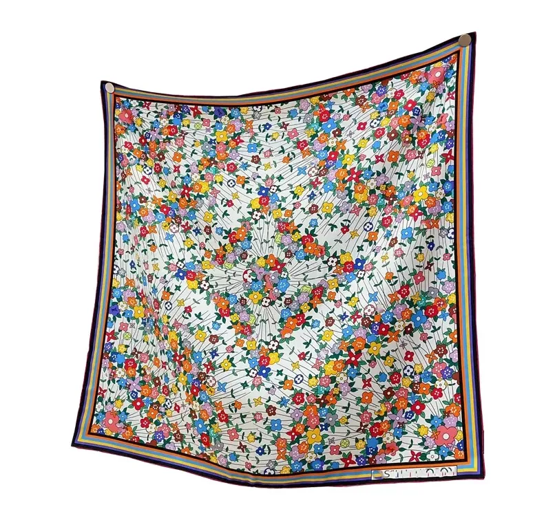 2024 Nouveau TOP Designer Imprimer Châle en soie florale Foulards en sergé Pashmina Carrés de luxe Mode Sac à long manche Foulards Bandeau Épaule Fourre-tout Lage Ruban Head Wraps