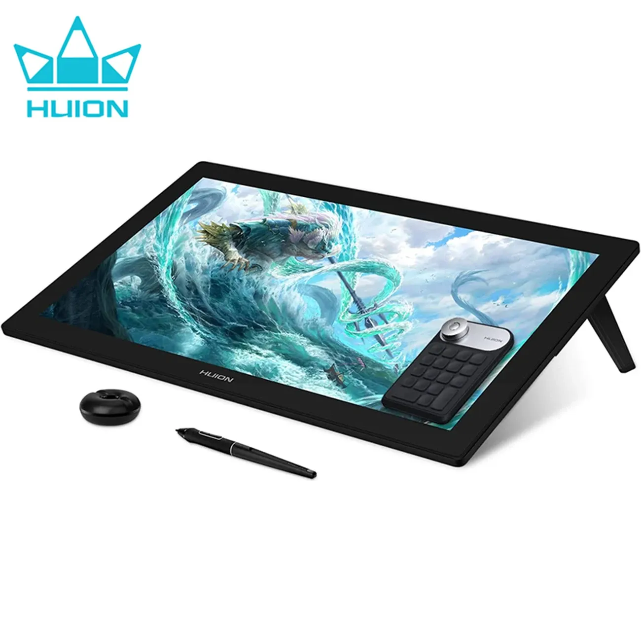 Планшеты HUION Kamvas Pro 24 Графический планшет с разрешением 4K, монитор с экраном, ламинированный, 140% sRGB Планшеты для рисования, мини-беспроводная клавиатура