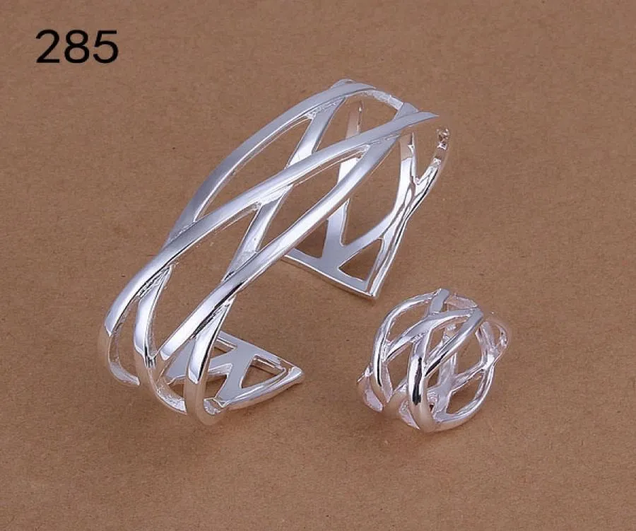 Женский комплект украшений из стерлингового серебра в том же стиле, модный брендовый свадебный браслет, кольцо, комплект украшений из серебра 925 пробы gts44a7786321