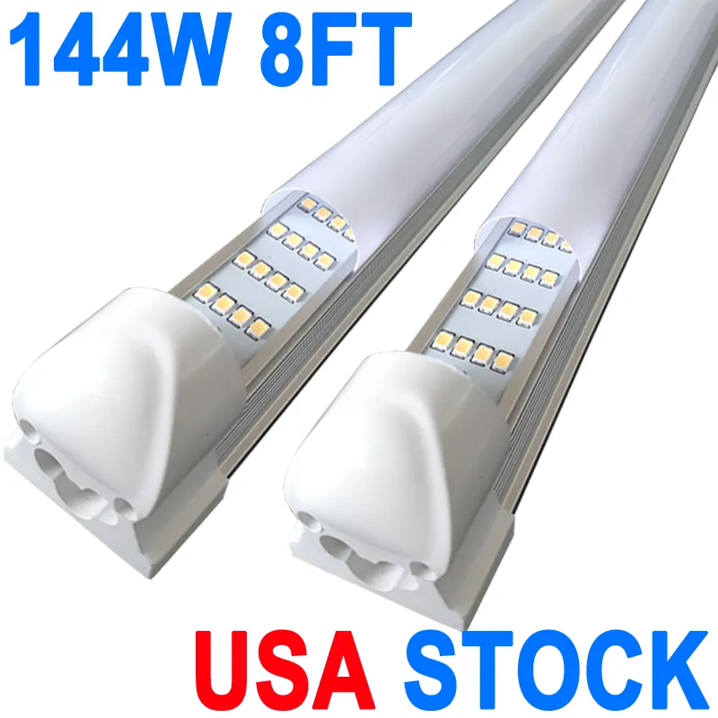 4-Rows 144 Watt LED Shop Lighting 8FT Grarage Lights Barbershop T8 Integrated Bulbs Warehouse Milky Cover 25 Pack 8Foot LED Ceiling Plug and Play Barn crestech
