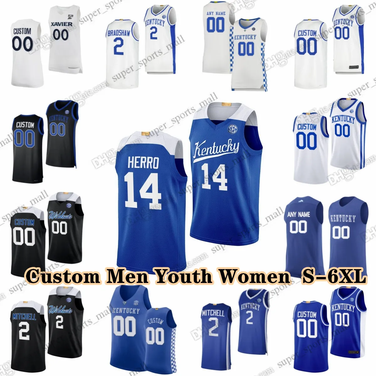 NCAA Custom S-6XL Kentucky Wildcats College Basketball 12 Antonio Reeves Jerseys 4 Tre Mitchell 15 Reed Sheppard Zvonimir Ivisic Aaron Bradshaw Ugonna Onyenso Hart