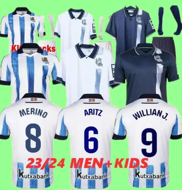 23 24 Real Sociedad Soccer Jerseys Men Set Kids Kit Barrene Merino Carlos Fdez Oyarzabal Take Sorloth Silva Football Shirts T 2023 2024 Equipment Home Away Third 3rd