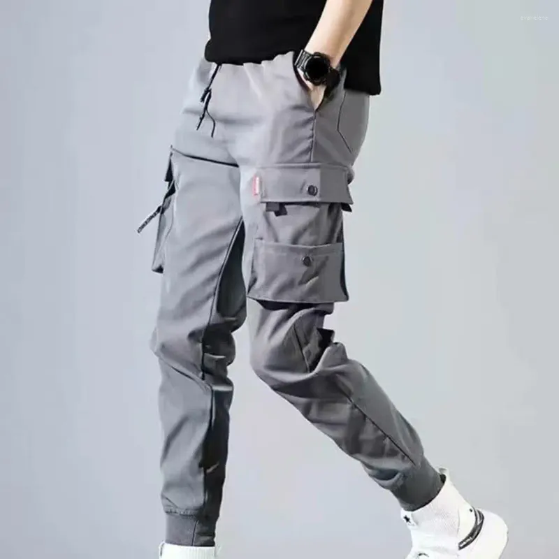 Pantalons pour hommes Printemps Hommes Hip Hop Joggers Pantalons masculins Hommes Solide Multi-poche Cargo Skinny Fit Pantalon de survêtement