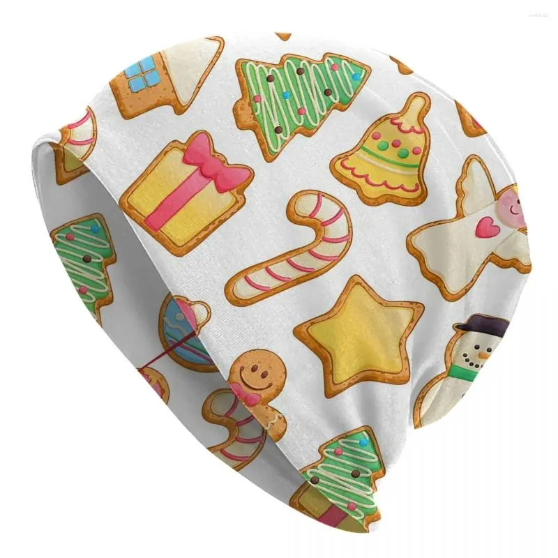 Berets Merry Christmas Skullies Beanies Hat Gingerbread Candy Hip Hop Men Women Outdoor Caps Warm Dark Dual-Use Knit