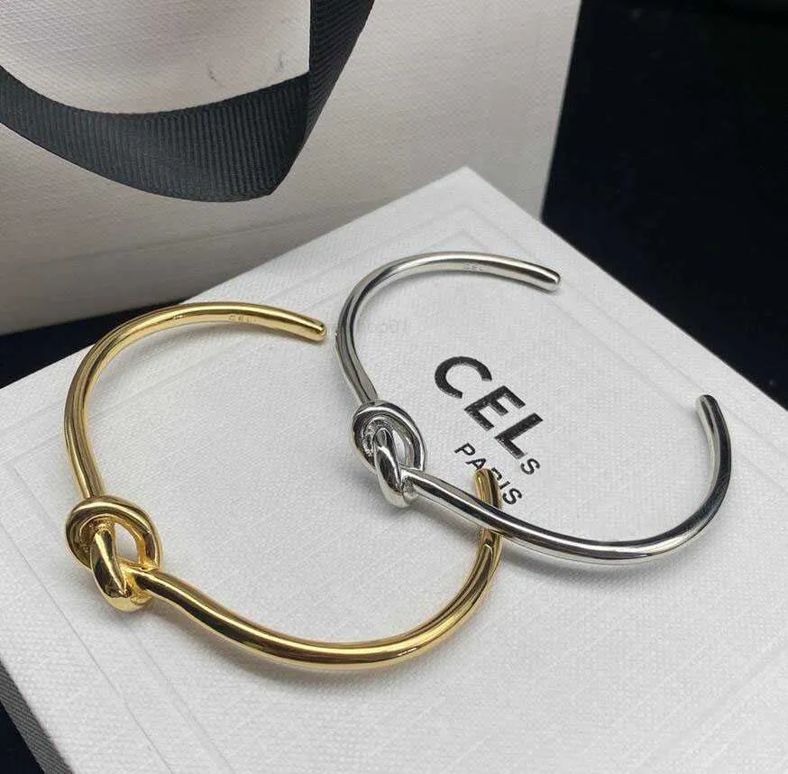 Bracelet de nouée simple Bracelet Bracelet Cuff pour femmes Bijoux en argent en argent en or de haute qualité