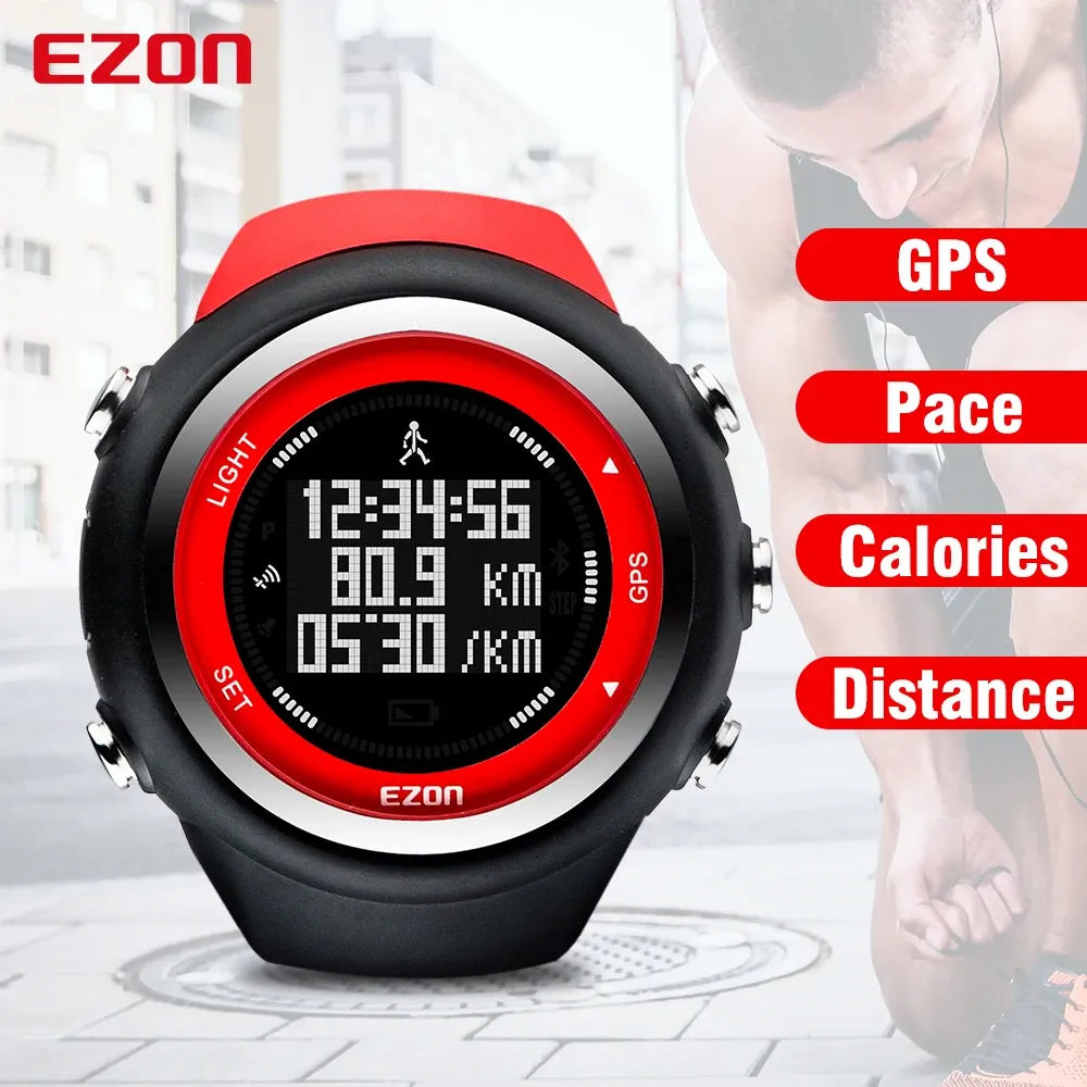 Orologi Ezon Gps Distanza Velocità Ritmo Calorie Contatore Uomini e donne Orologi sportivi all'aria aperta Orologio digitale Orologio da polso da corsa Montre Homme