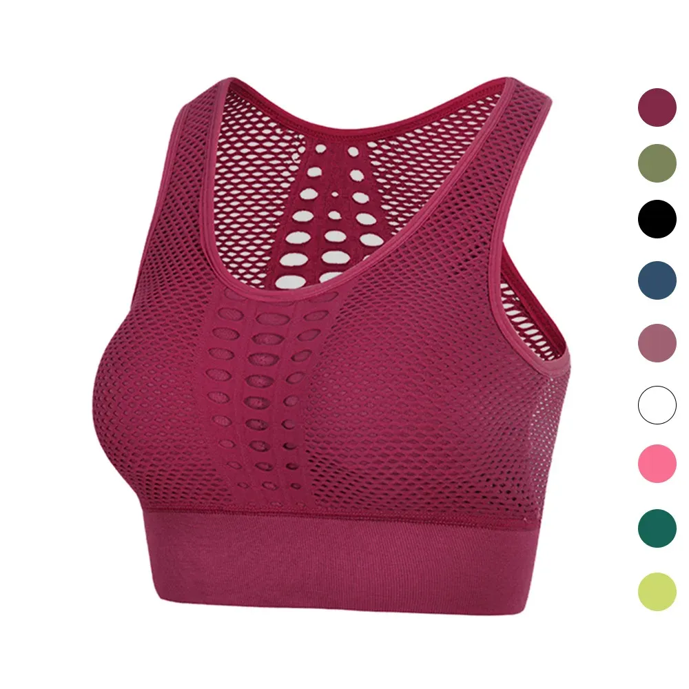 Bras femminile reggiseno sportivo tazze rimovibili in maglia supporta cross back wirefree fitness tops libertà yoga senza soluzione di continuità che gestisce reggiseni