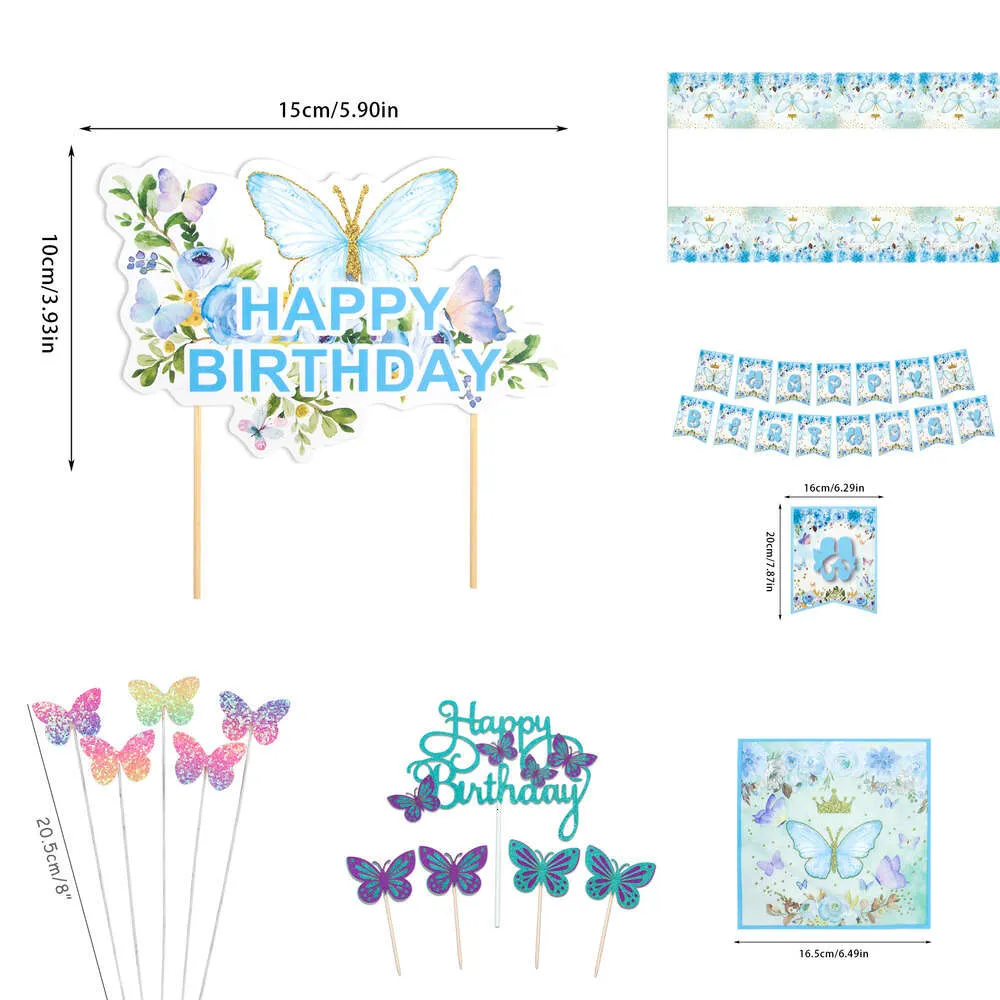 新しい紙板カップナプキンズの誕生日使い解き食器用品ベビーシャワー用品用蝶のパーティーの装飾用