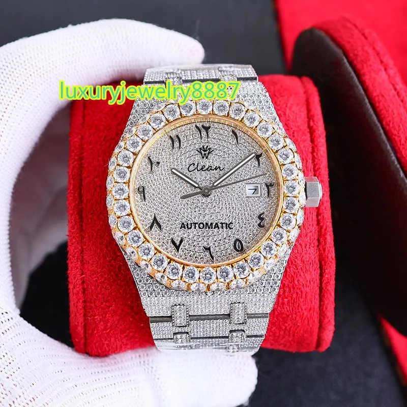 Anpassade högkvalitativa män Diamond Wrist Watch Luxury Iced Out Automatic Mechanical Watches