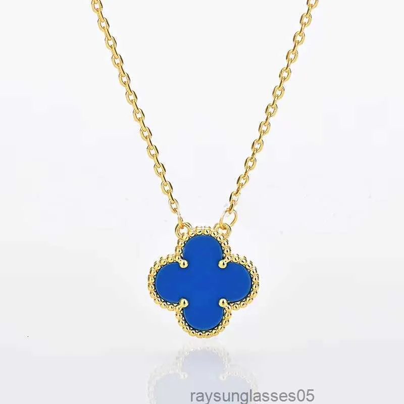 Märke 15mm Clover Necklace Fashion Charm Single Flower Cleef Necklace Luxury Diamond Agate 18K Gold Designer Halsband för kvinnor Boz3a