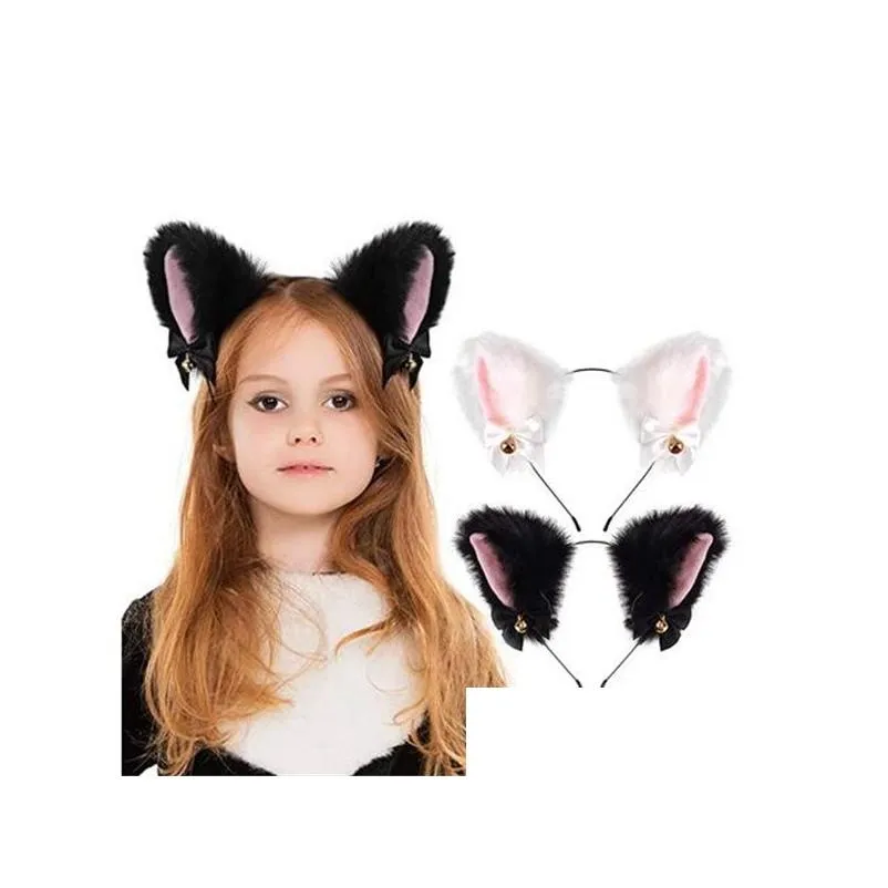 Akcesoria do włosów Dzieci Akcesoria do włosów Czarno -biały nowy cosplay Internet Bell Opaska Fox Cat Uch Ear Fryzura GC1887 Drop de Dhoix