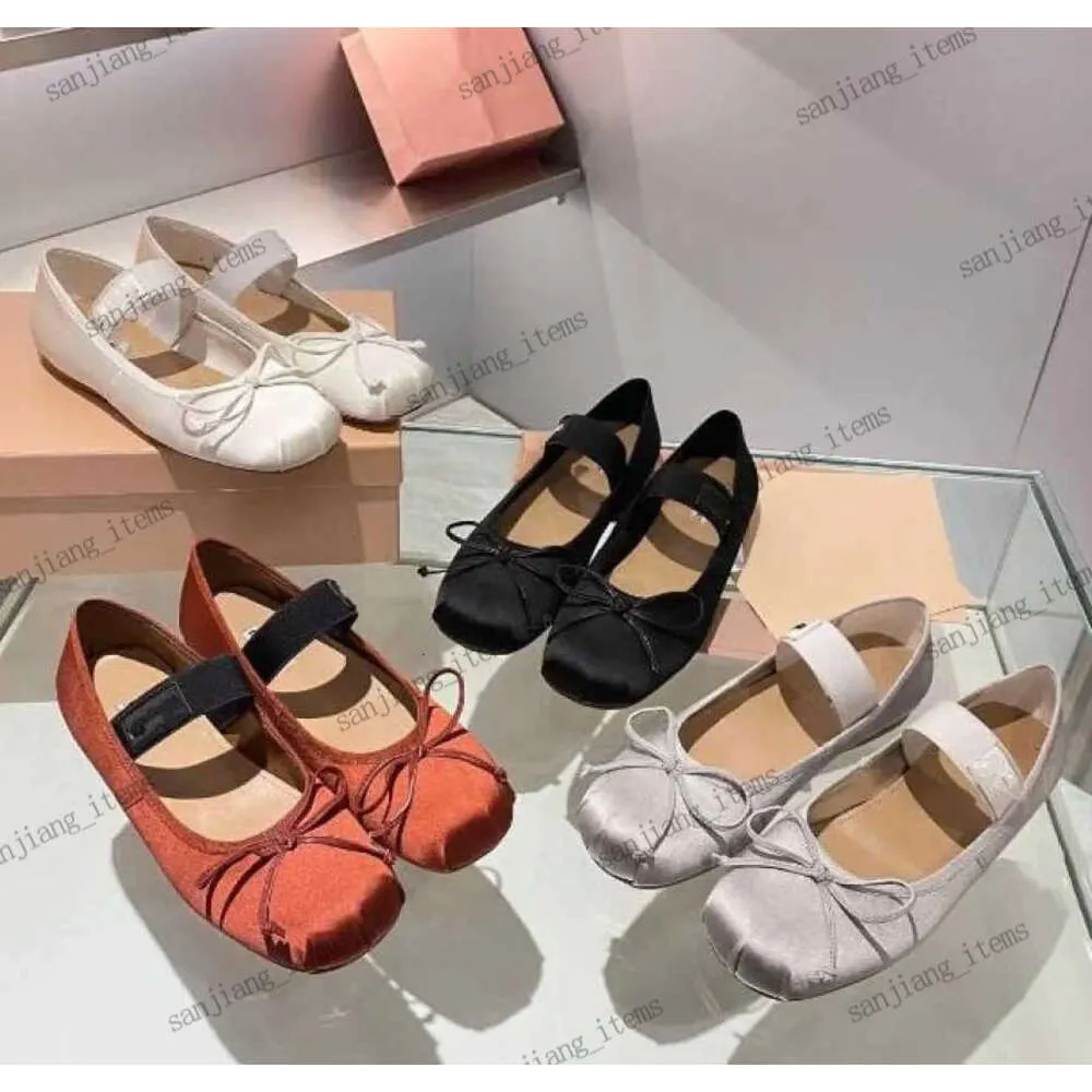 Luxe elastische band Satijnen ballerina's Zijden ballerina's Vrijetijdsschoenen dames band boog comfortabele platte onderkant dans dames en meisjes vakantie stretch Mary Jane schoenen