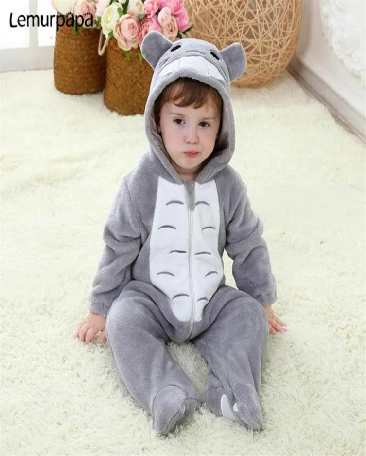 Baby onesie kigurumis pojke flicka spädbarn romper totoro kostym grå pyjama med dragkedja vinterkläder småbarn söt outfit katt fancy 24461514