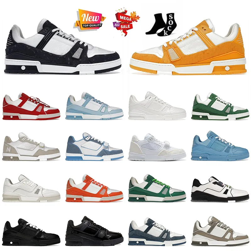 Luxo Baixo OG Original Bezerro Branco Preto Designer Sapatos Casuais Atacado Sapatilhas Sobreposições Virgil Trainer Couro Verde Laranja Bege Mocassins Mulheres Mens