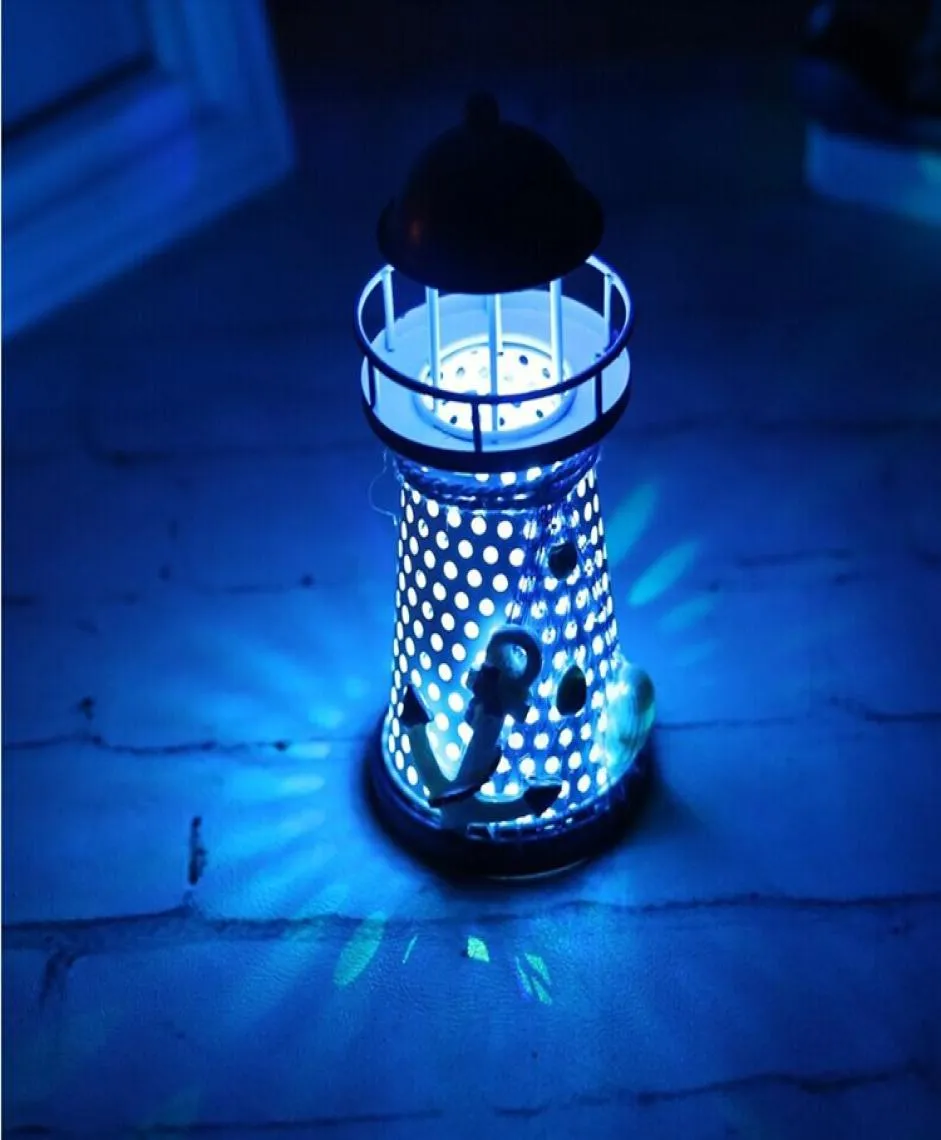 Creative gift Mediterranean iron lighthouse Home Furnishing living room decor lamp electronic bar decoration9355767