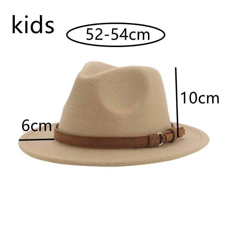 Hats for Women Fedoras Girls Hat Boys Felted Kids Baby Caps Small 52cm 54cm Belt Wedding Cute Kid Sombreros De Mujer 240219