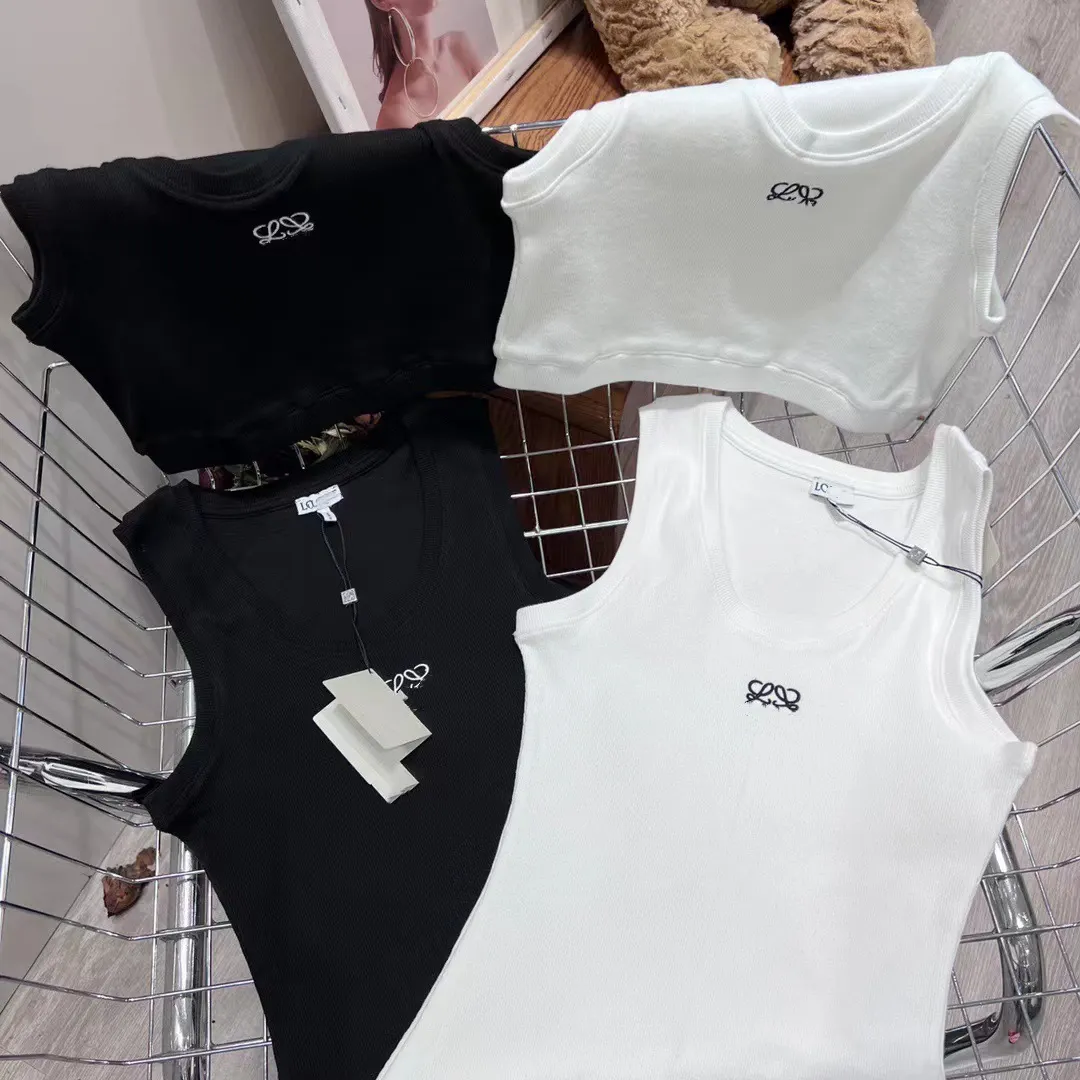 Designer Femmes Débardeurs Camisoles Débardeurs Débardeur Coton Mélange Géométrique Couleur Naturelle Broderie Lingerie Sous-vêtements Femmes Tops Tees Crop Top Sexy Épaule Noir