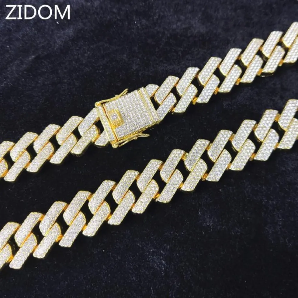 Collier chaîne Hip Hop pour hommes, 20mm de largeur, chaînes cubaines en losange glacé, collier scintillant, bijoux à la mode, cadeau 343D