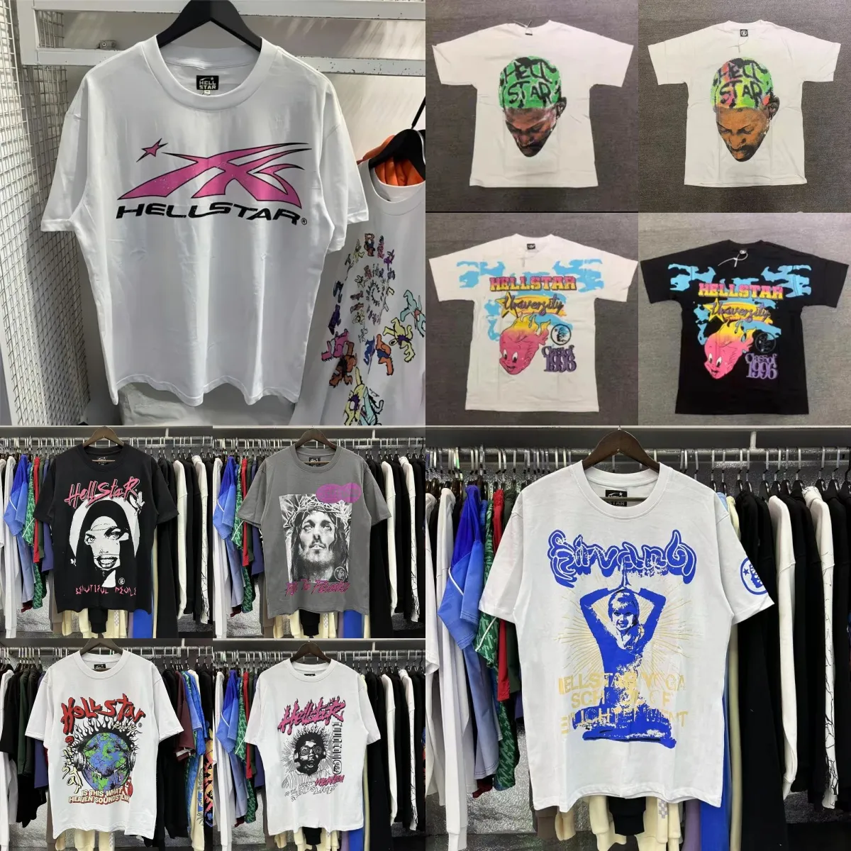 T-shirt da uomo Camicia Hellstar T-shirt Hellstar in cotone 100% di alta qualità T-shirt grafiche Streetwear Camicia moda hip hop Donna Oversize Bianco Nero T-shirt allentata Hellstar corta