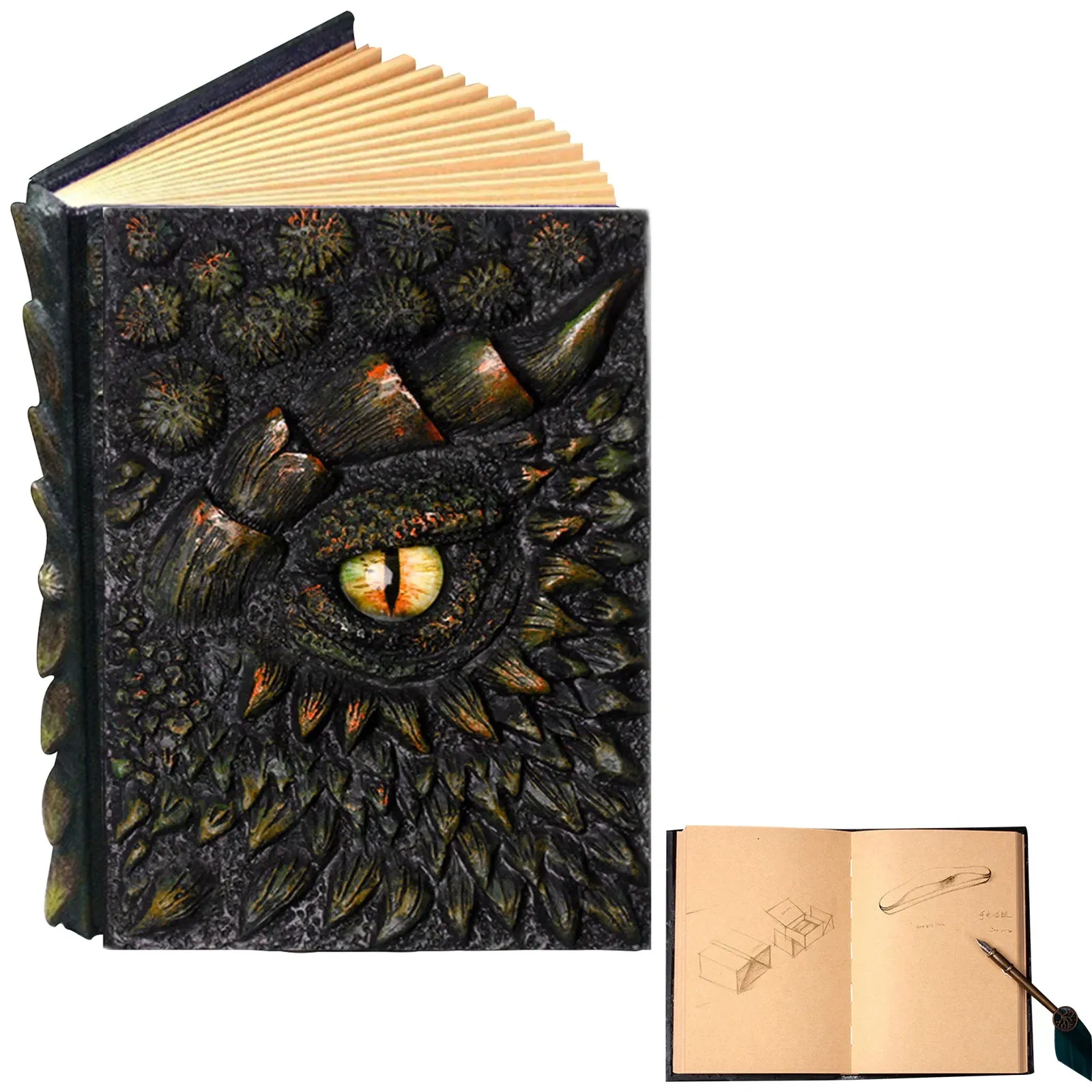 Retro ThreeDimensional Embossing Dragon Eye Handmade Diary Drawing Notebooks Halloween Decoration Embossed Journal Gifts 240220