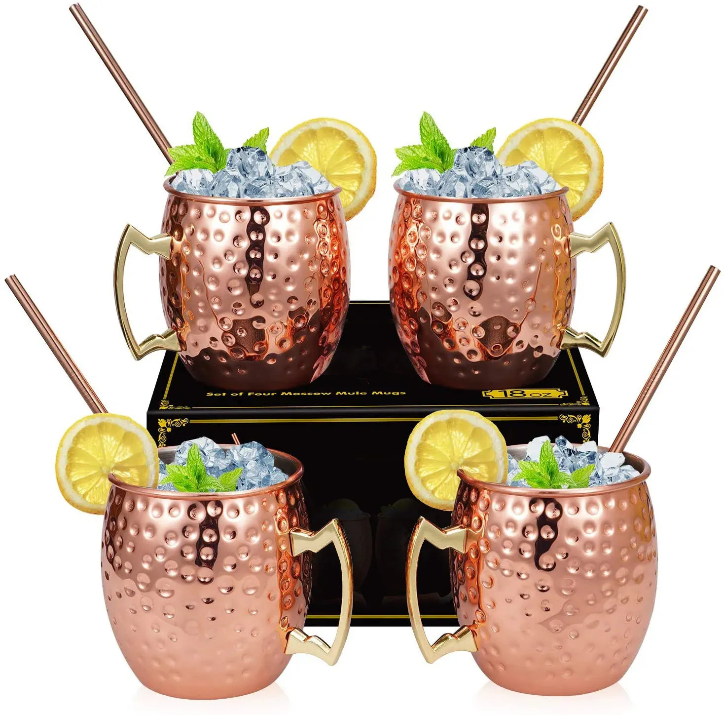 4pc/set 550ml 304 الفولاذ المقاوم للصدأ Mega Mug Moscow Mule muled mature ducket bucket bucket mug glass drinkware party form 240219