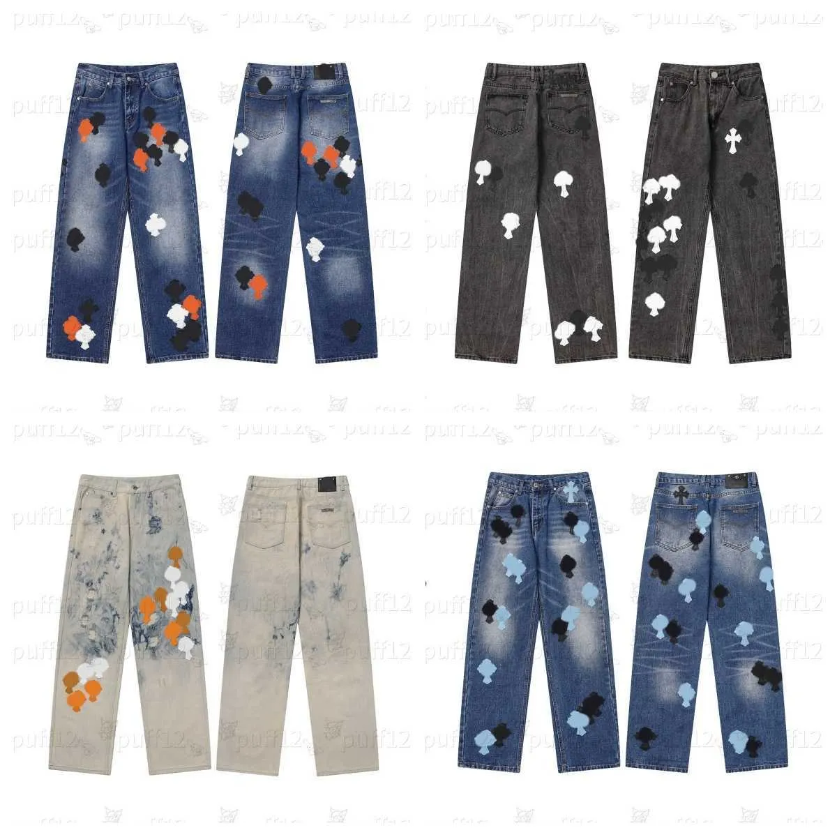 Heren Jeans Ch Heren Designer 2024 Make Old Washed Chrome Broek Hartprint Menselijk Casual Luxe Jeans50ew5vld