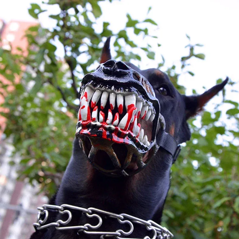 Muselières Costume d'Halloween Masque de chien Zombie Muselière étanche Chien effrayant Muselières de sécurité Pitbull Spooky Pup Muselière Creepy Dog Muselière pour chien