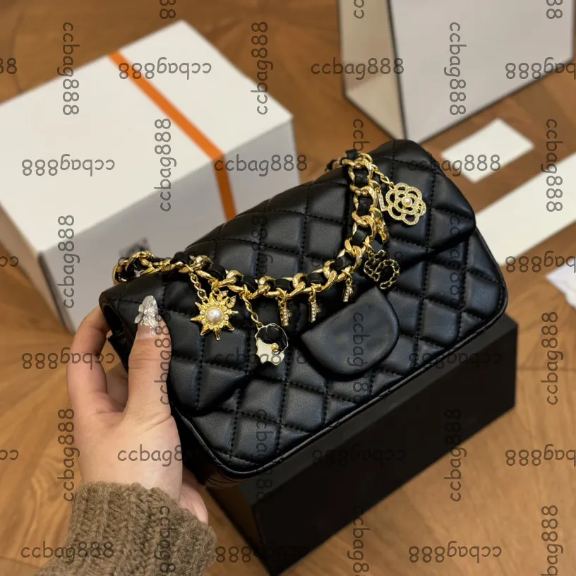 Womens Classic Mini Flap Square Quilted Bags With Badge Pendant Charms Bracelet Chain GHW Crossbody Shoulder Handbags Turn Lock Outdoor Sacoche Purse 20CM From 72 36 DHgate