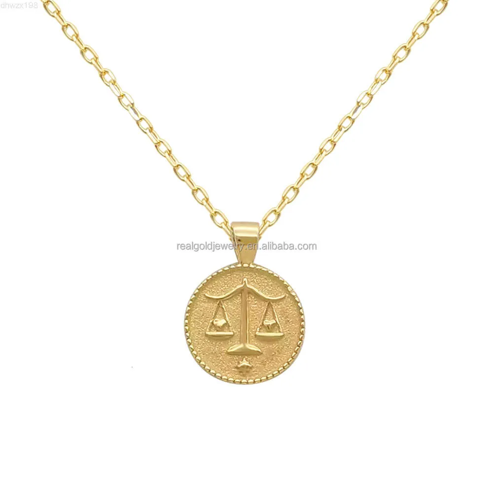 Personalized 9k 14k 18k Solid Zodiac Libra Sign Pendant Chain Link Necklaces Special Gift in Fine Jewelry Category