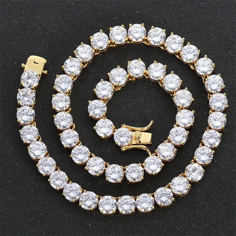 Iced Out Tennis Ketting 8mm Koper Microinset Zirkoon Enkele Rij Cubaanse Ketting Kettingen Voor Mannen Vrouwen Hipster Tennis Sieraden