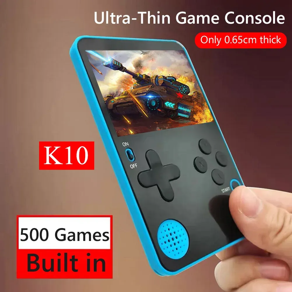 Gracze Nowa gra K10 Mini Portable Game Console Ultrathin Game Player Zbudowanie 500 klasycznych gier 6,5 mm Pieką